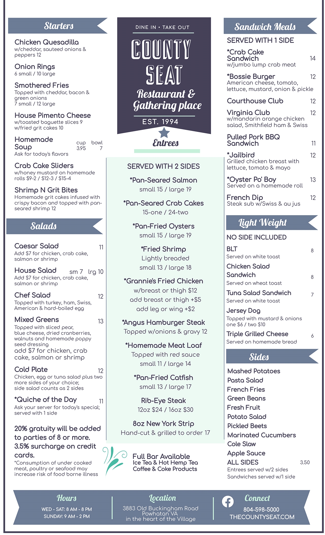 County Seat Restaurant Powhatan, VA Dinner