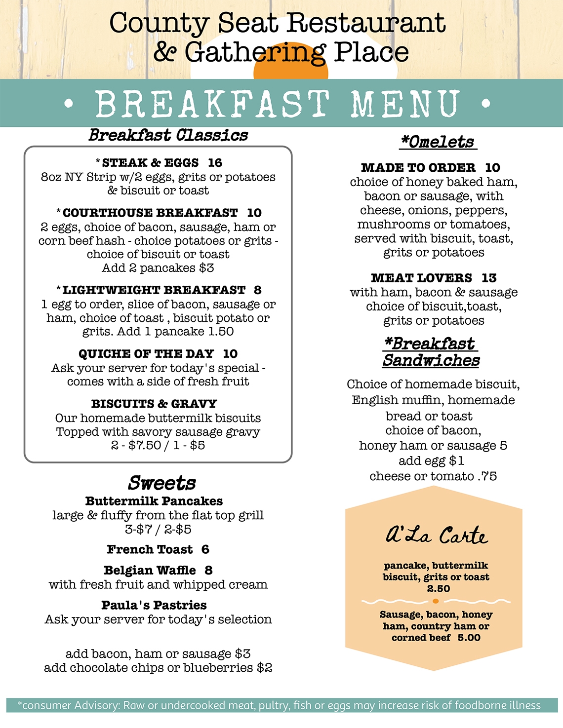 Breakfast Menu